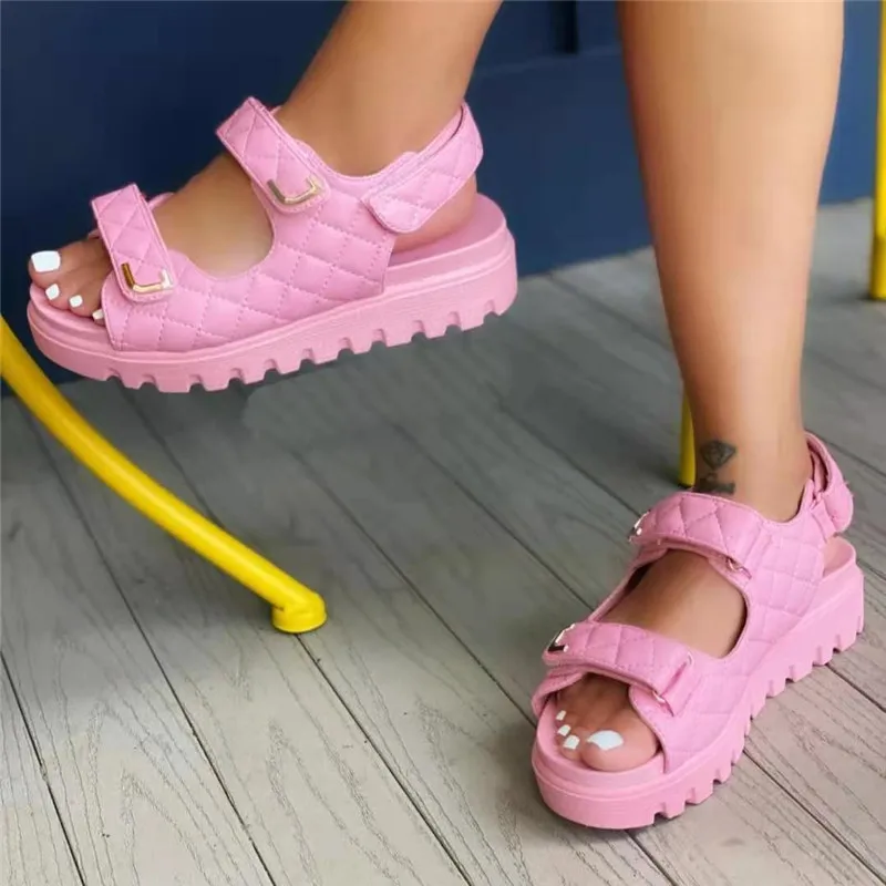

Velcro Sandals Summer Large Size Platform Sandals Foreign Trade Women‘s Shoes Round Toe Small Fragrance Sandals