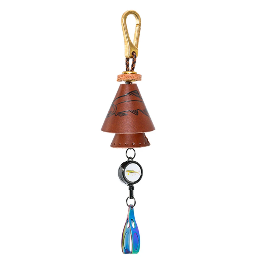 

Portable Hanging Sequins Fishing Baits Hook Tackle Storage Bag Luya Sequined Bell Bag Cowhide Handmade Sequined Bait Storage Bag