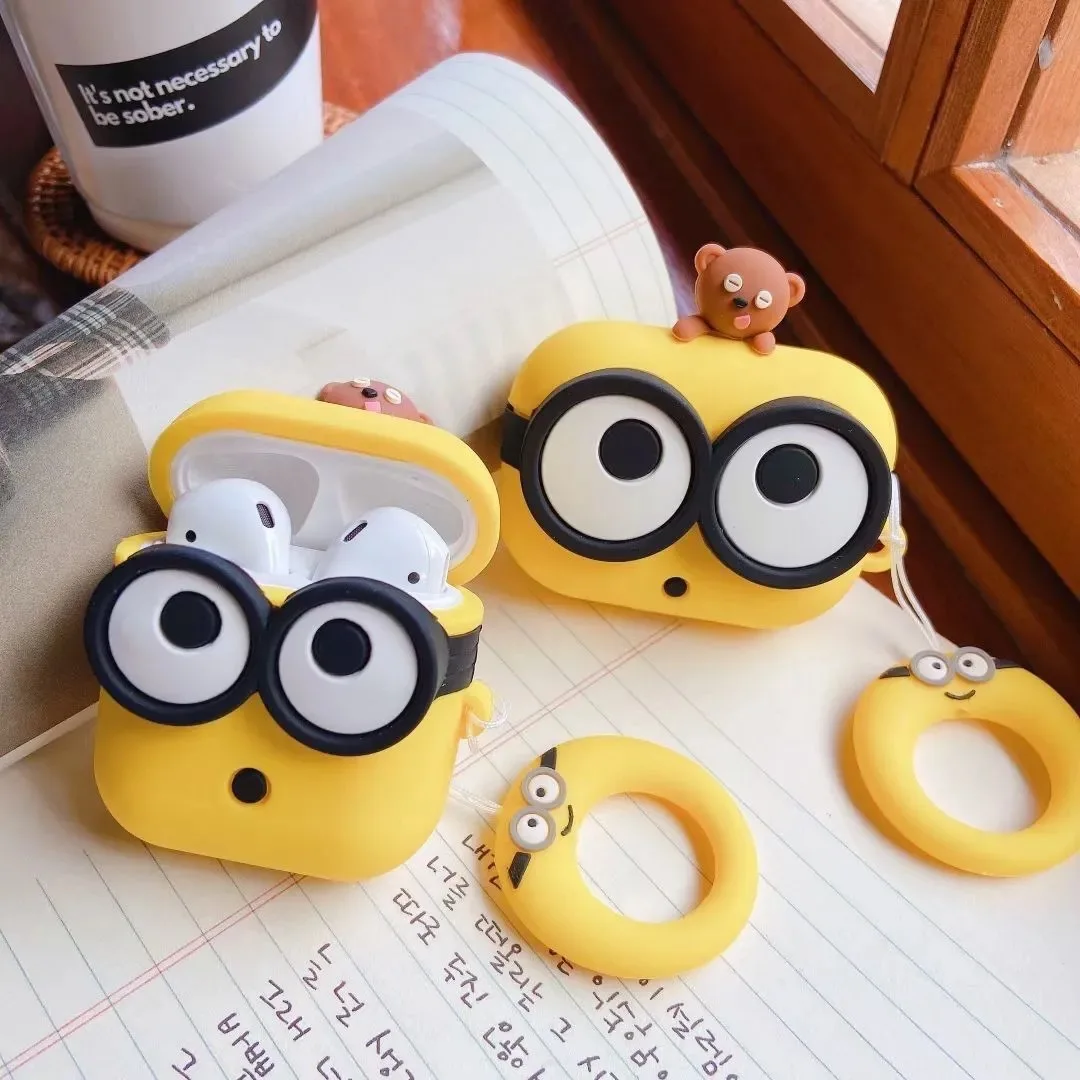 

2023 new For Airpods 3 2021 3D Cartoon Big Eyes With Bear Toy Case For Airpods Pro Silicone Earphone Cover Case For Airpods 1/2