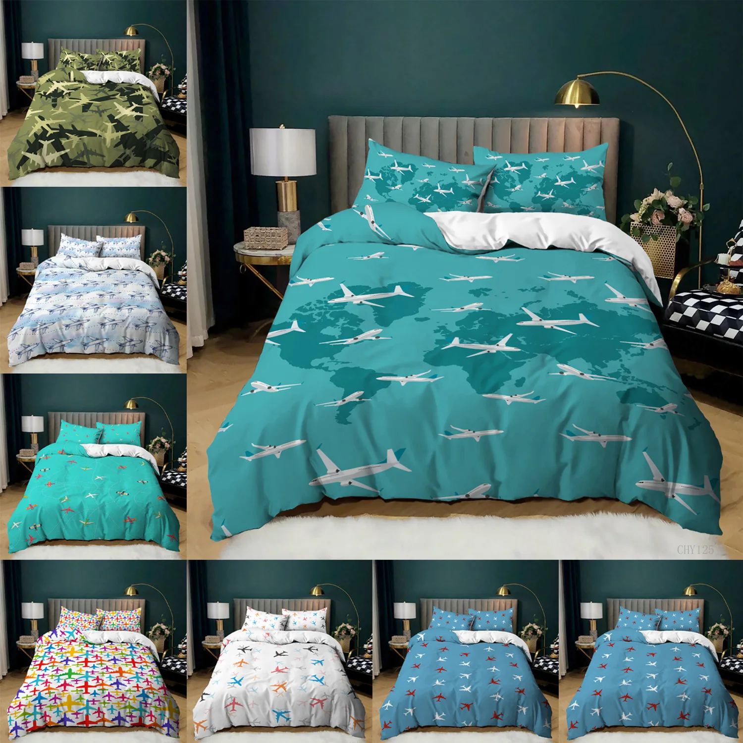 

Пододеяльник с мультяшным принтом самолета, Комплект постельного белья, роскошный скандинавский двойной односпальный пододеяльник