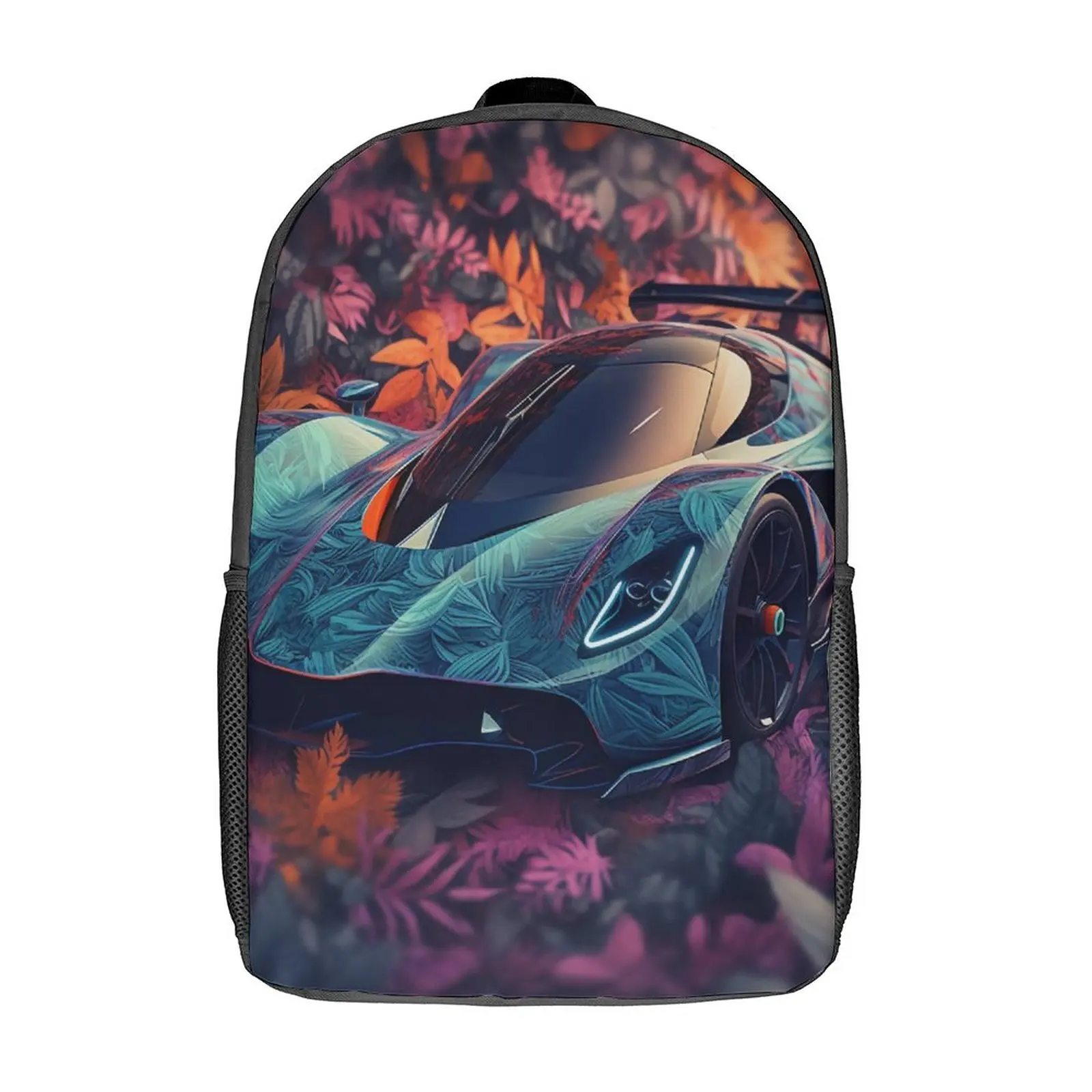 

Dazzling Sports Car Backpack Neon Colorful Painting Stylish Backpacks Boy Gril Travel Print School Bags Colorful Rucksack