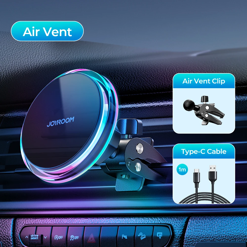 

Joyroom Красочный магнитный автомобильный держатель для телефона Беспроводное зарядное устройство Быстрая зарядка Автомобильное зарядное устройство Держатель для iPhone 15 14 13 12 Pro Max