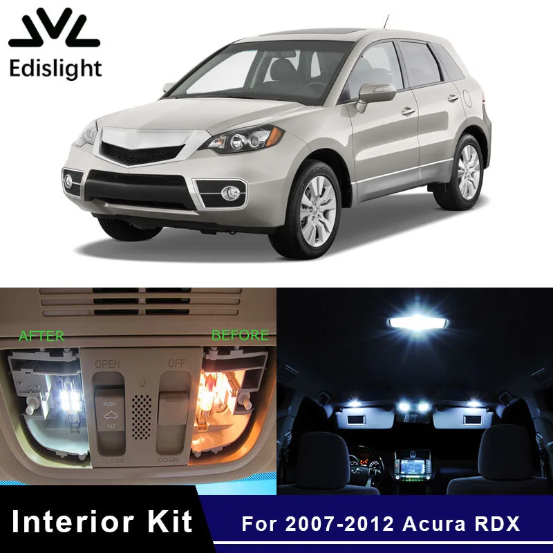 

10PCS White Ice Blue LED Car Light Interior Bulbs Kit for 2007-2012 Acura RDX Map Dome Trunk Step Courtesy Lamp