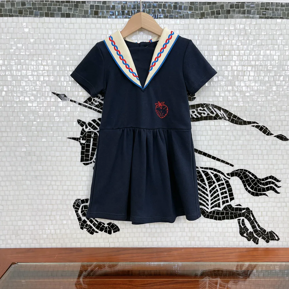 

Girls' dress short sleeve new loose Korean skirt summer dress foreign style college style little girls' pure cotton polo skirt