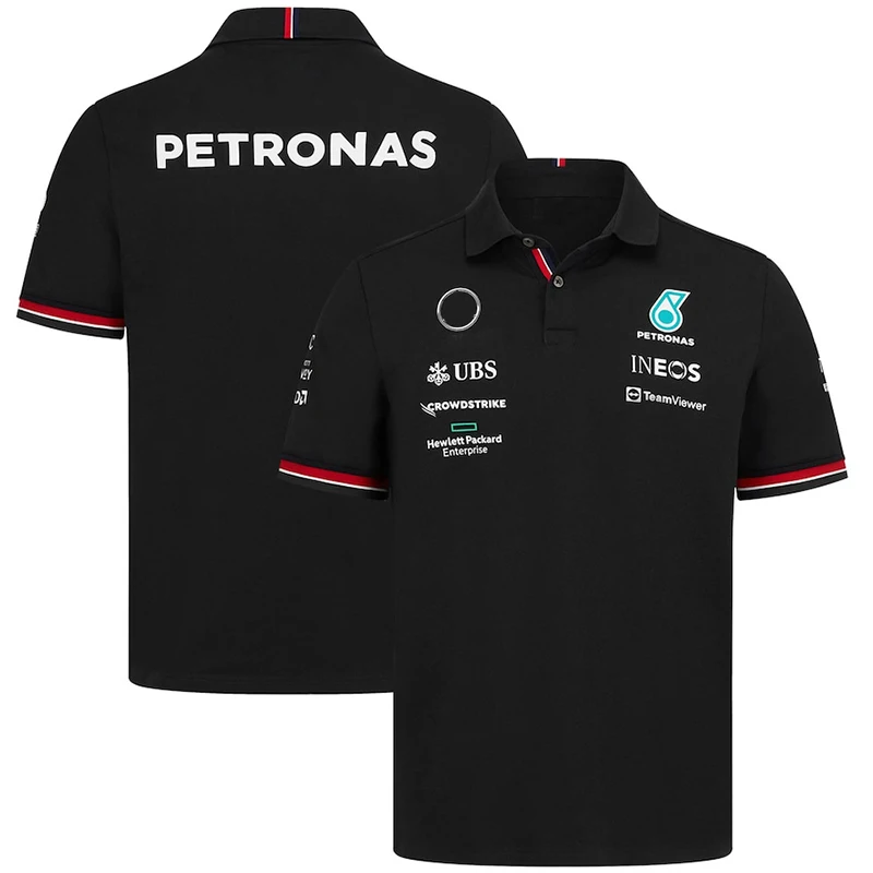 

The same short sleeved black and white POLO shirt on the official website of 2023 new F1 racing fans