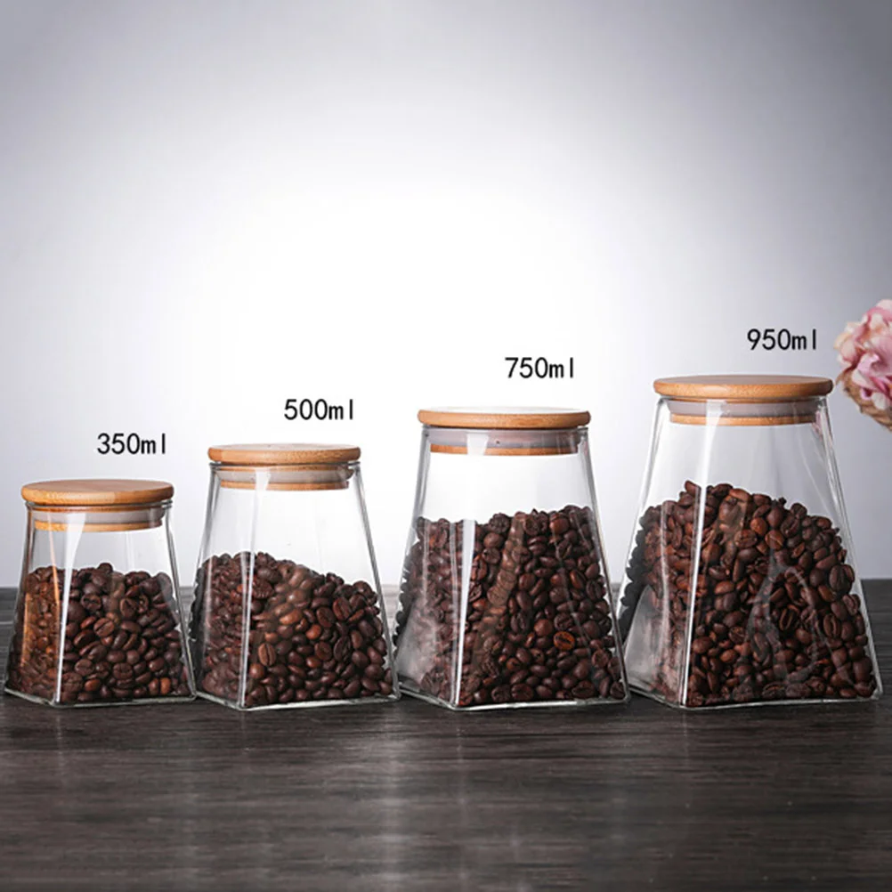 

Glass Sealed Jar Wooden Lid Glass Jar Kitchen Glass Canisters Clear Square Glass Jar Storage Container Home Storage Accessories