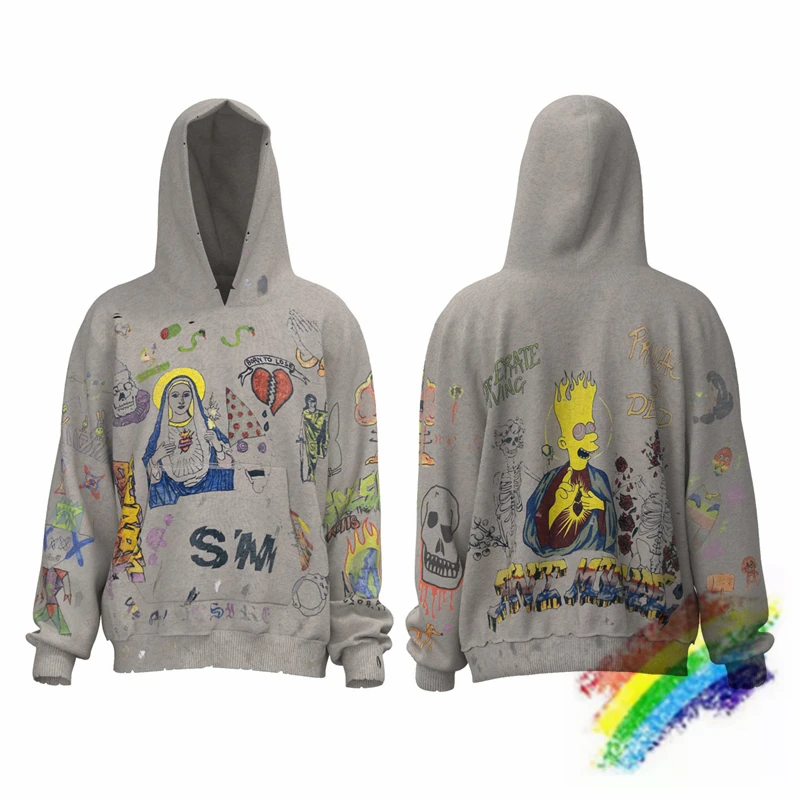 

Толстовка с капюшоном Saint Michael для мужчин и женщин, лучшее качество, плотная ткань, Kanye West, пуловер оверсайз с капюшоном