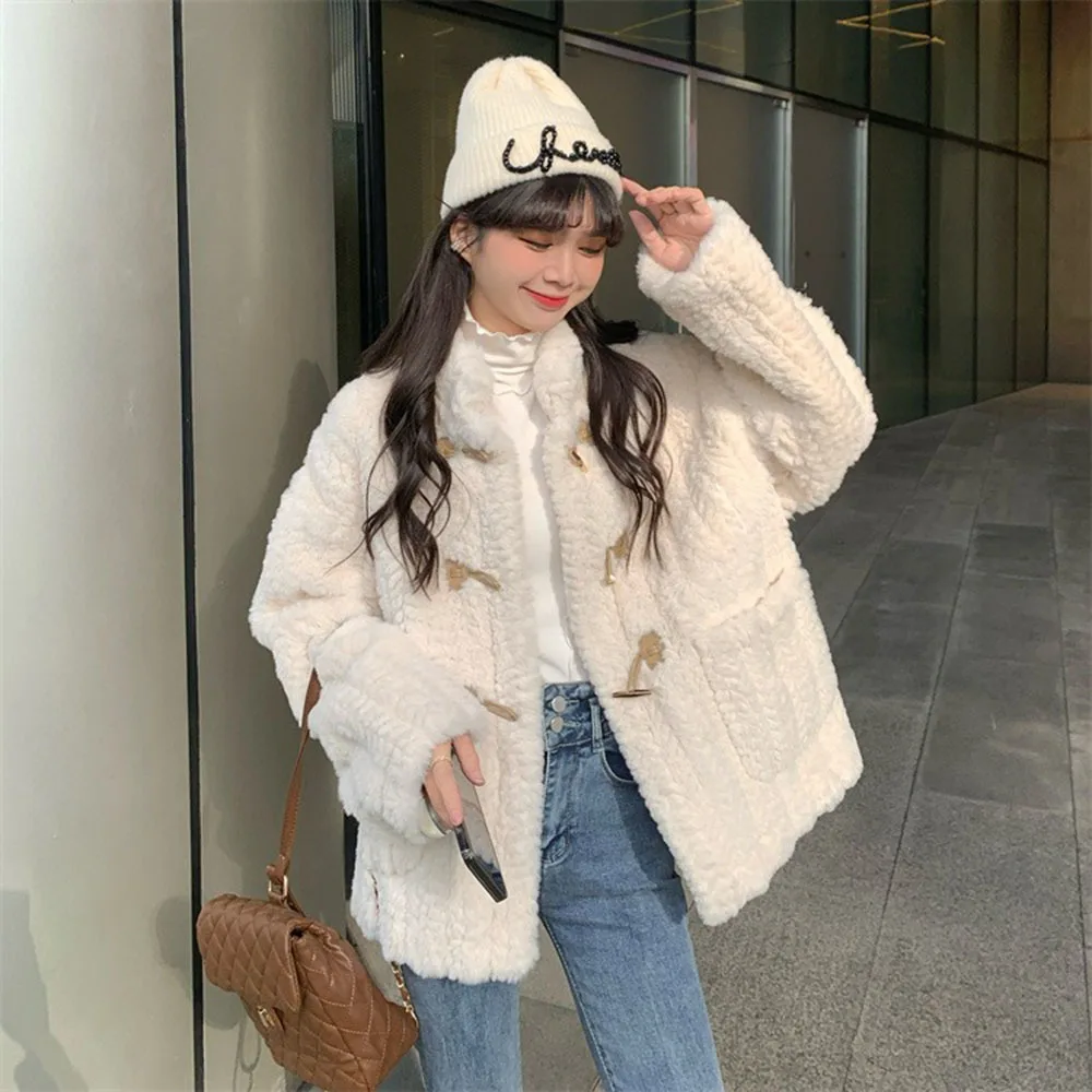 

Fur Jackets Women For Winter 2022 New Thicken Warm Coats Ladies Stand Collar Faux Fur Jacket Female Soft Cozy Outwear Pockets