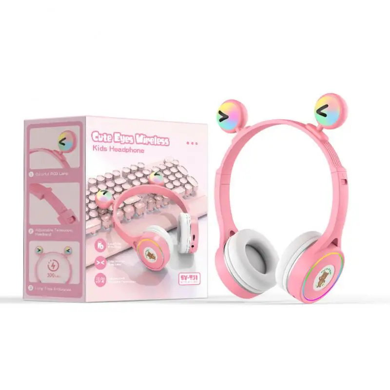 

Cute Eys Wireless Earphone Over-ear Children Headset Flash Light Tws Earbuds Long Battery Life Earphone Rgb Led