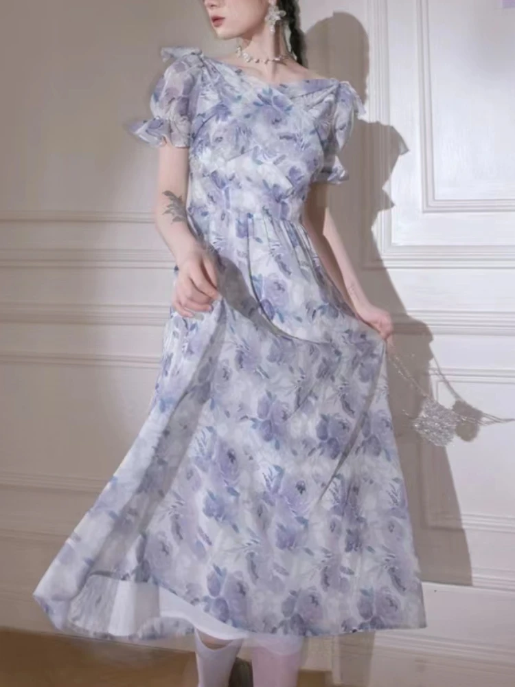 

Summer Lace Floral Cute Dress Women Designer Patchwork Chic Mini Dress Female Korean Fashion Fluffy Slim Kawaii Party Dress 2022