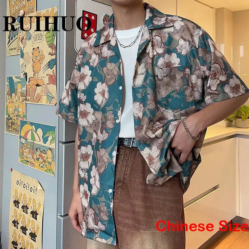 

Floral Printed Hawaiian Shirt for Men Shirts Clothes Men's Clothing Free Shipping Top Streetwear Japanese 2XL 2023 Summer
