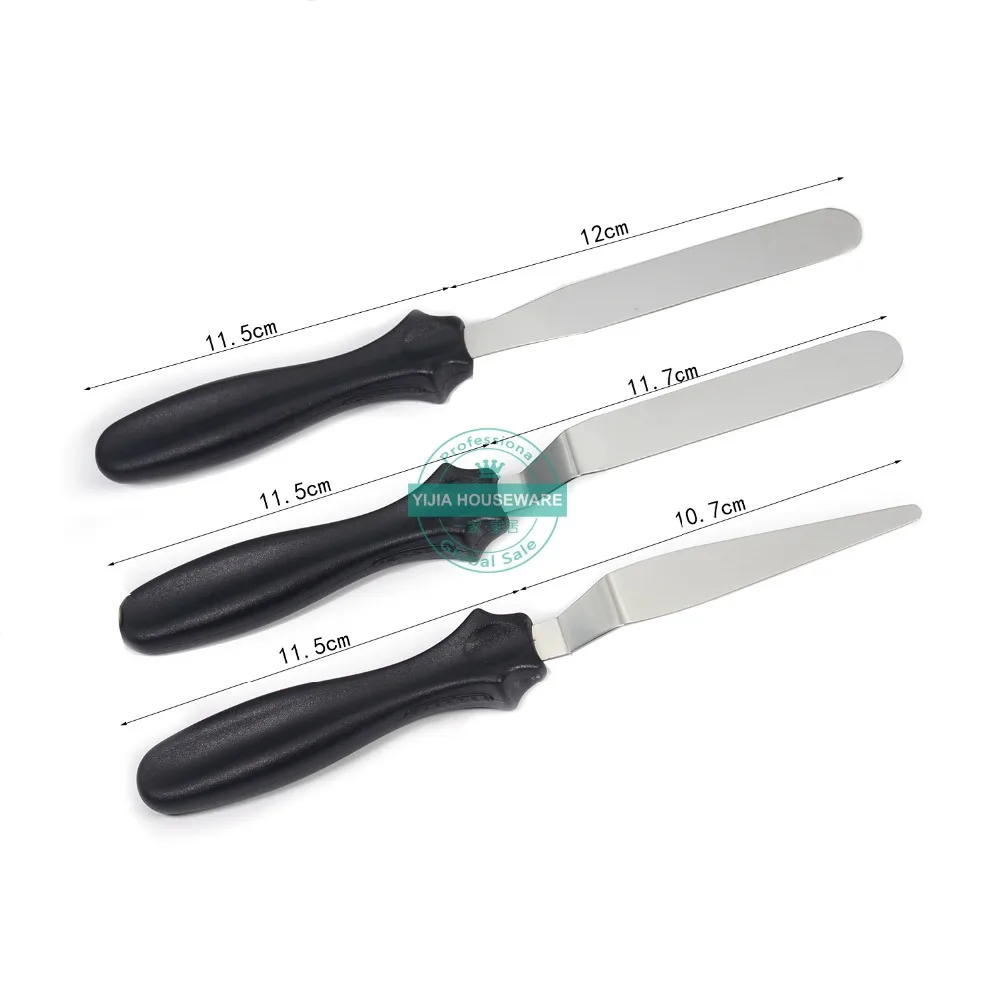 

3 Cakes Baking Accessories Small Cranked Angled Spatula Palette Knife Set of Icing Sugarcraft Fondant Cake Decoration Tools