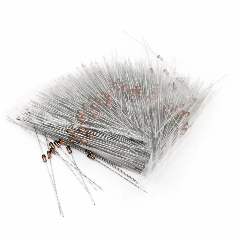 1000pcs wholesale 0.5W 1/2W zener diodes diode voltage regulator DO-35 2v2 2v4 2v7 3v3 3v6 4v3 4v7 5v6 5v1 10v 12v 13v 15v 18v
