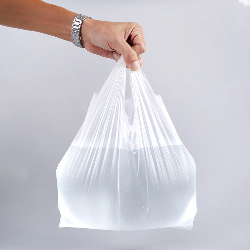 

Toyvian White T Shirt Bags with Handle Grade Bag Packaging Bag Supermarket Grocery 100pcs Plastic