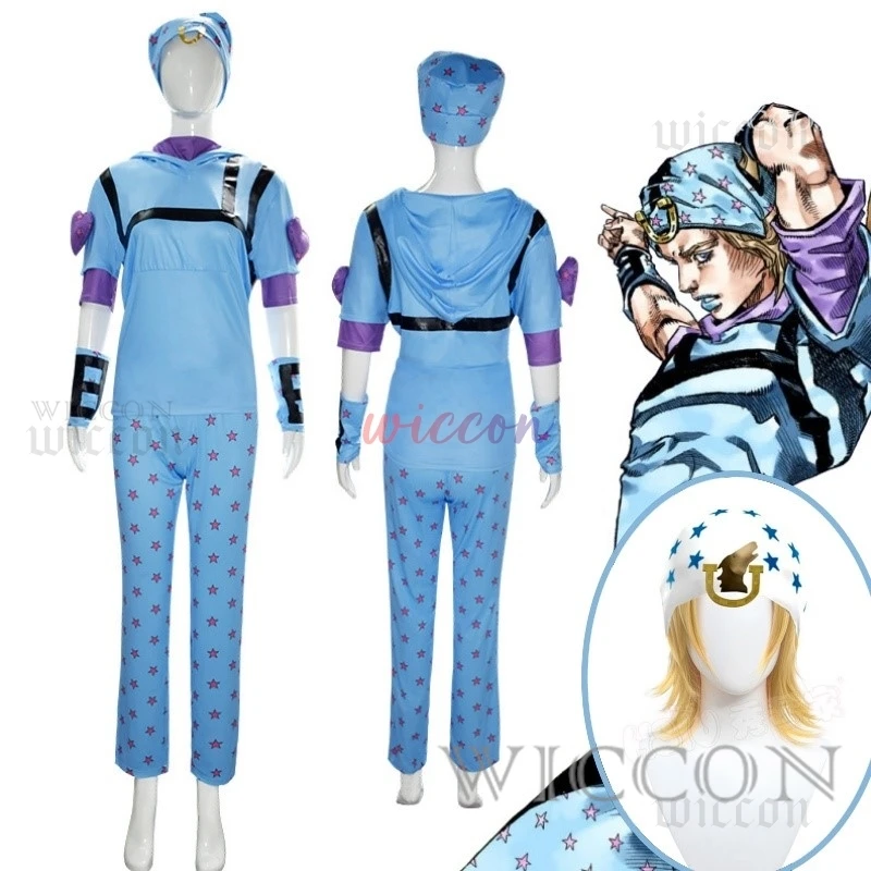 Steel Ball Run Косплей Аниме Джонатан Джонни Джостар Костюм Игровой Парик Хэллоуин