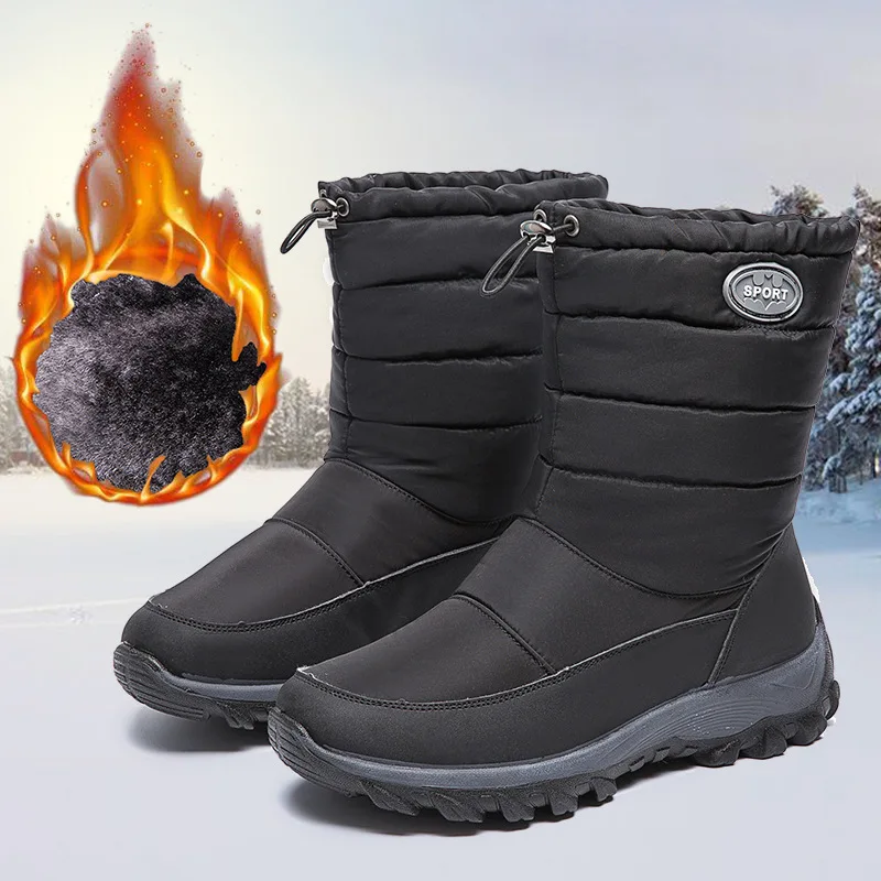 

2023 New Women's Boots Outdoor Non-slip High-top Snow Boots Women Solid Color Warm Ankle Boots Winter Cotton Shoes Ladies