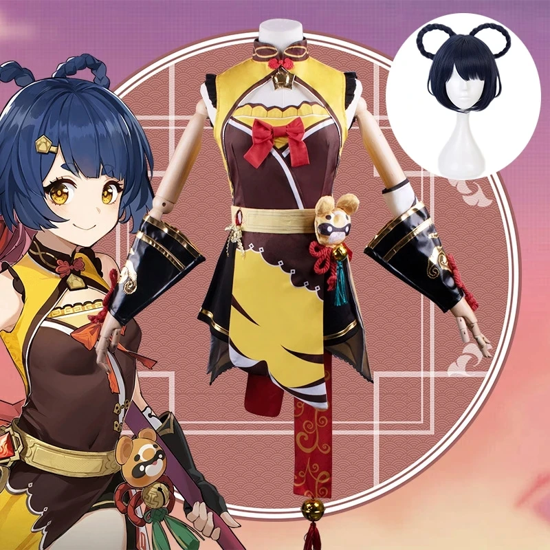 

Genshin Impact Xiangling Cosplay Costume Xiang Ling Wig Game Clothing Women Outfit Halloween Costumes