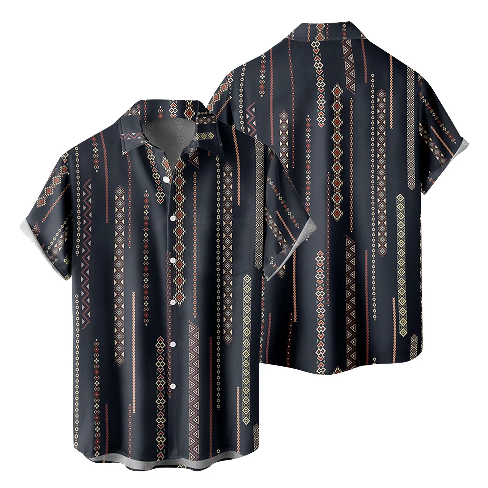 

Mens Nice Shirts Mens Fashion And Leisure 3D Digital Printing Buckle Lapel Short Sleeve Shirt Top Mens Peach Long Sleeve Top