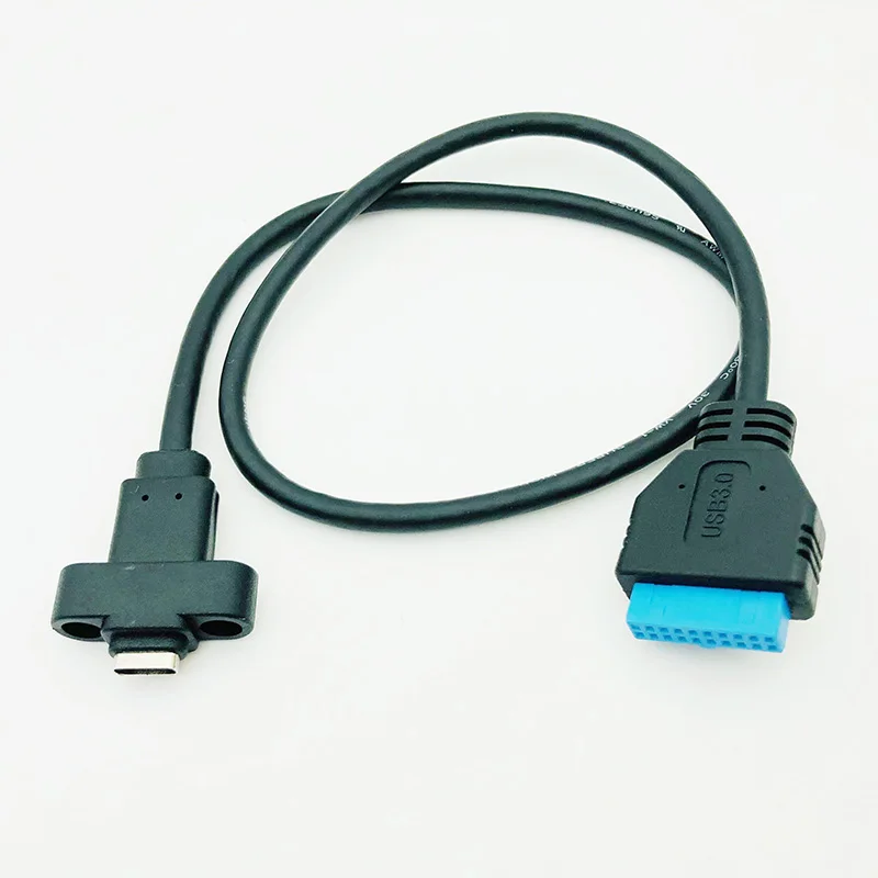 Фото Разъемы USB 3,0 Pin к Type-C с одним портом USB 3.1 Type C Женский к материнской плате USB 19Pin кабель для разъема 30 см/50 см №2