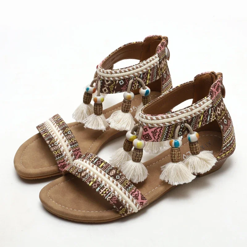 Богемные женские босоножки на танкетке в европейском и американском