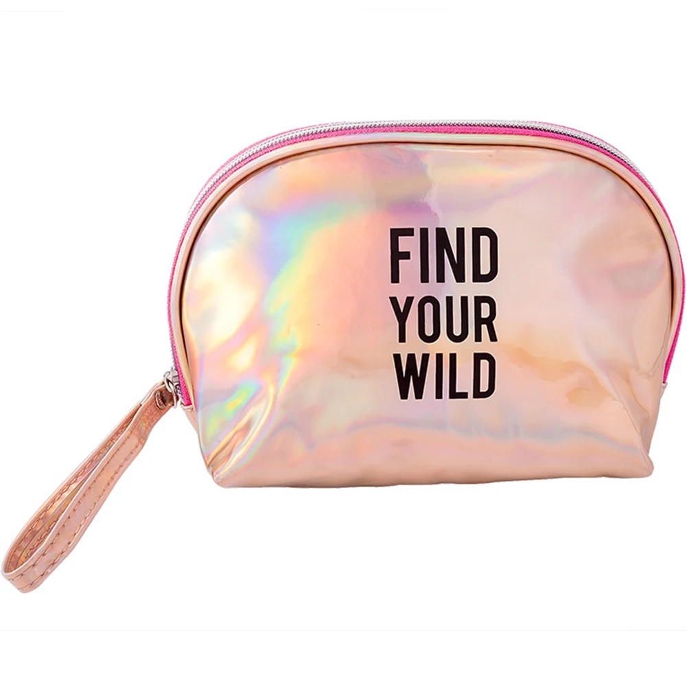 

Storage Girls Make Up Waterproof Fashion Simple Shell Travel Portable Pouch PU Cosmetic Bag Letter Print Women Mini