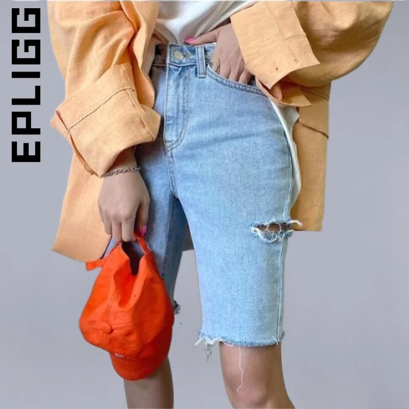 

Epligg Women Y2k 2022 Denim Jeans Pants Stretch Harajuku Women Denim Fit Blue Denim High Waist Button Solid Denim Jeans Female