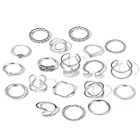 Комплект колец в стиле панк для женщин и девушек, серебристые тонкие кольца с широкой цепочкой неправильной формы, Подарочные ювелирные украшения для вечеринок