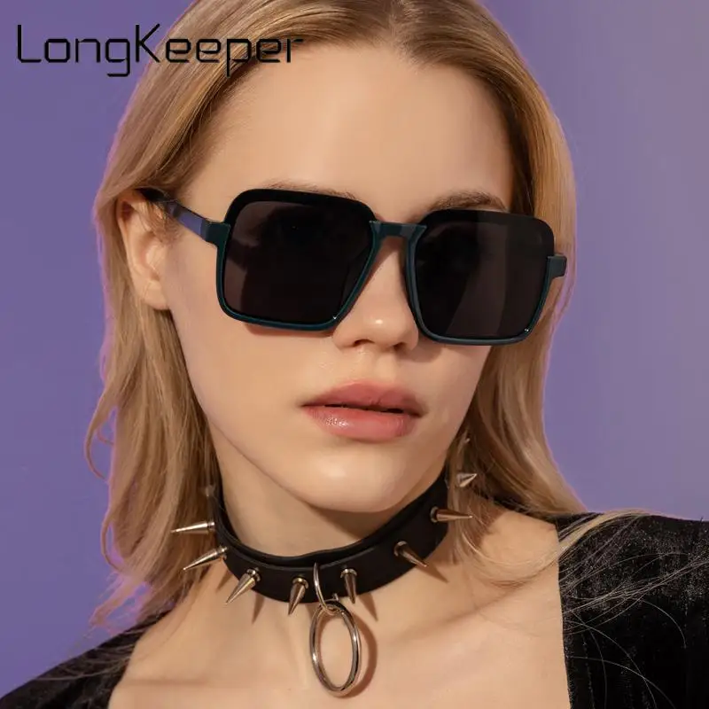 

Солнечные очки Long Keeper в стиле ретро UV400 для мужчин и женщин, модные квадратные солнцезащитные аксессуары в большой оправе, черные, 2022