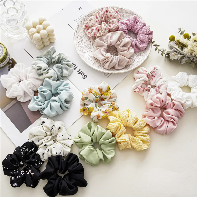 

Chiffon Hair Bands For Women Pure Color Rubber Band Female Hair Accessories 2023 Elastic Ponytail Holder Casual Beach Headdress