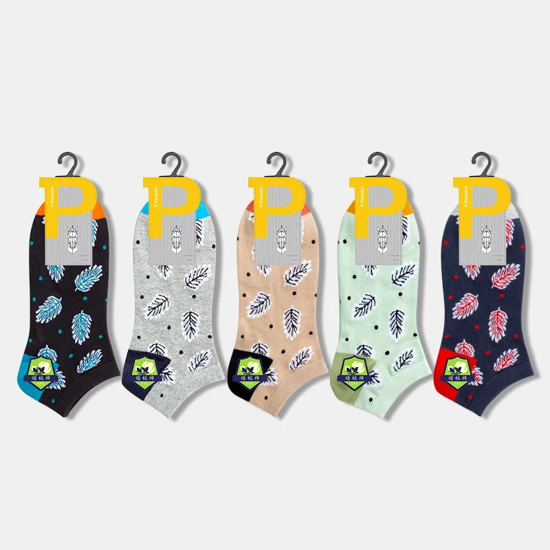 5 pairs of Chinese style boys' pure cotton antiskid silicone invisible ship compression breathable ship socks men's cotton socks