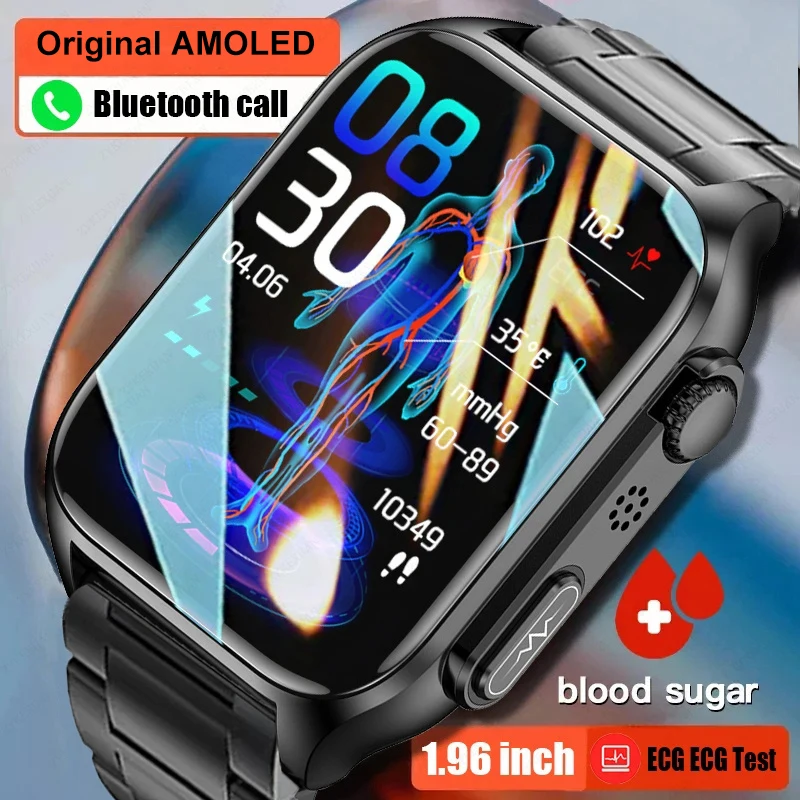 

2023 New Blood Glucose Monitor Health Smart Watch Men ECG+PPG Blood Pressure Measurement IP67 Waterproof Sport Men Smartwatch