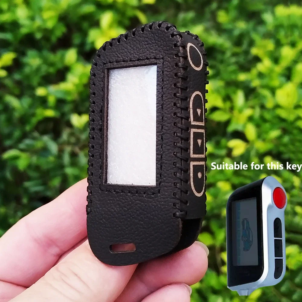 

Модный 100% кожаный чехол для автомобильного ключа, брелок для Starline A93 A63, русская версия, двусторонняя автомобильная сигнализация, ЖК-пульт дистанционного управления