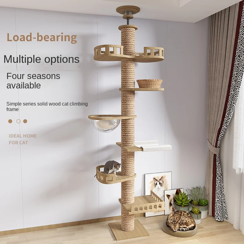 

Cat Climbing Frame Tongtianzhu Hemp Vine Cat Climber Cat Nest Cat Tree Integrated Solid Wood Column Jumping Platform Column