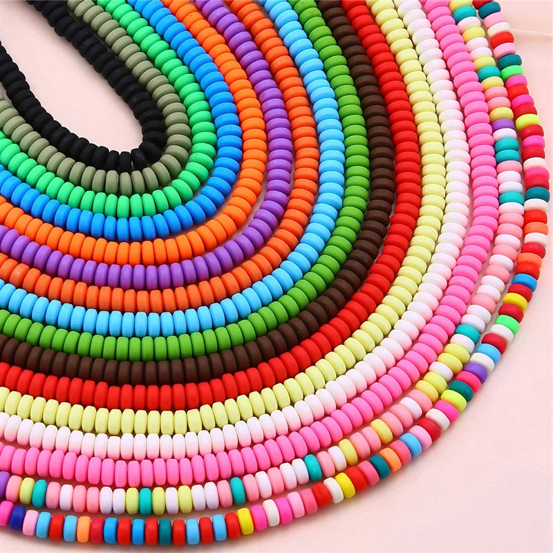 

4x7mm/110pcs Soft Pottery Loose Beads Flat Wheel Beads Polymer Clay Spacer Beads DIY Jewelry Bracelet Necklace Earrings