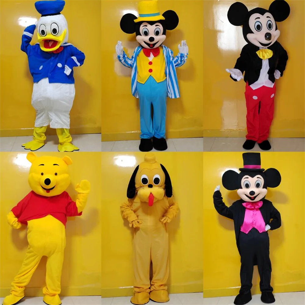 

Disney Mickey Mouse Donald Duck Winnie the Pooh Cartoon Mascot Cosplay Costume Set Adult Men Ladies Event Party Play Funny Head