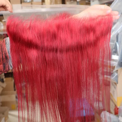 Человеческих волос Virgin Remy Кружева Фронтальная застежка 4x4 5x5 13x4 13x6 Прозрачные кружева Бразильские человеческие волосы Burg Красный цвет