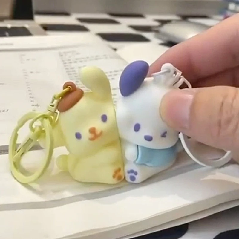 Фото Sanrio пара брелок аниме фигурки Pochacco Purin собака пара брелоки магнитная подвеска дружбы сумка очаровательные аксессуары подарок №2