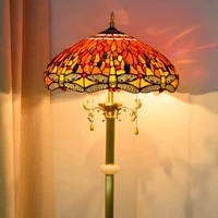 45cm vintage jade red dragonfly bar living room floor lamp ou li light luxury glass pure copper standing lamp