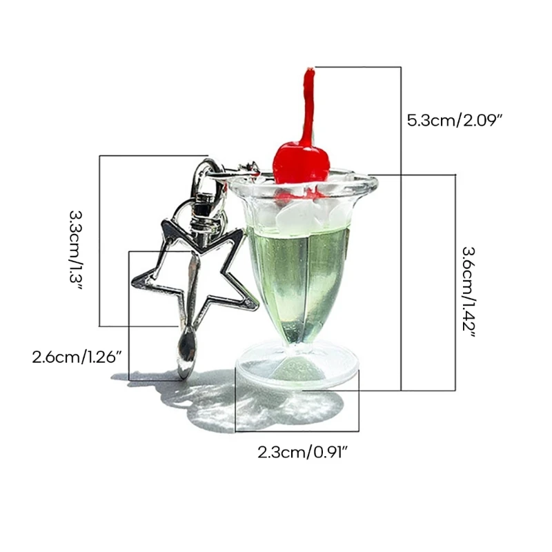652F Уникальный брелок для ключей с чашкой вишневого крема украшение рюкзака
