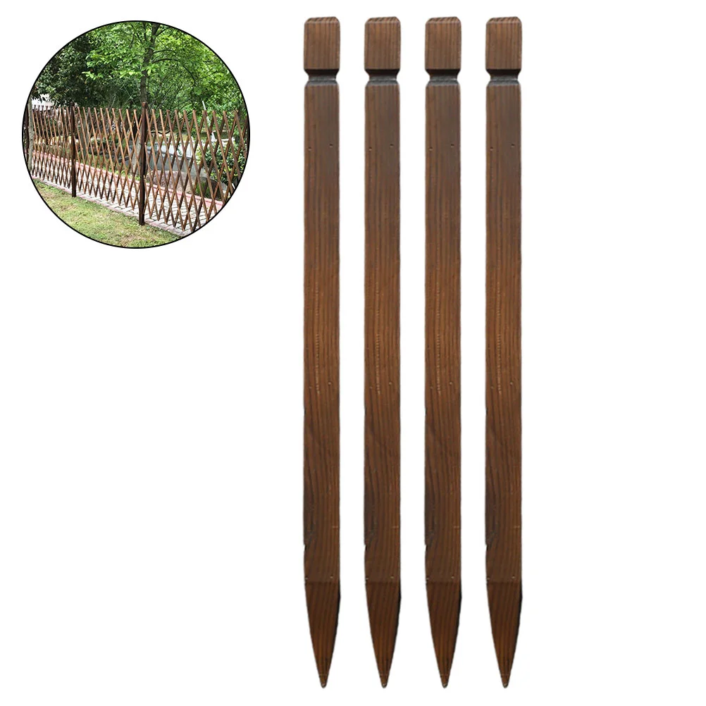

4 PCS Wood Pile Garden Wooden Stakes Anticorrosive Fencing Playpen Preservative Carbonized Bamboo Fence Post Outdoor Enclosure