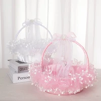 wedding flower basket girl basket butterfly lace romantic decoration to wedding ceremony party basket