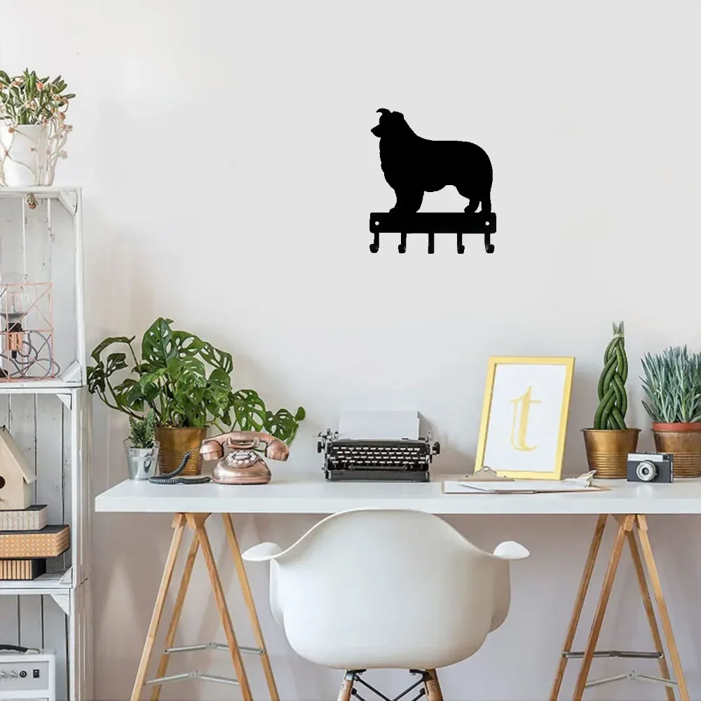 1 Шт. Настенный Железный Держатель Для Ключей С Дизайном Собаки Бордер-колли