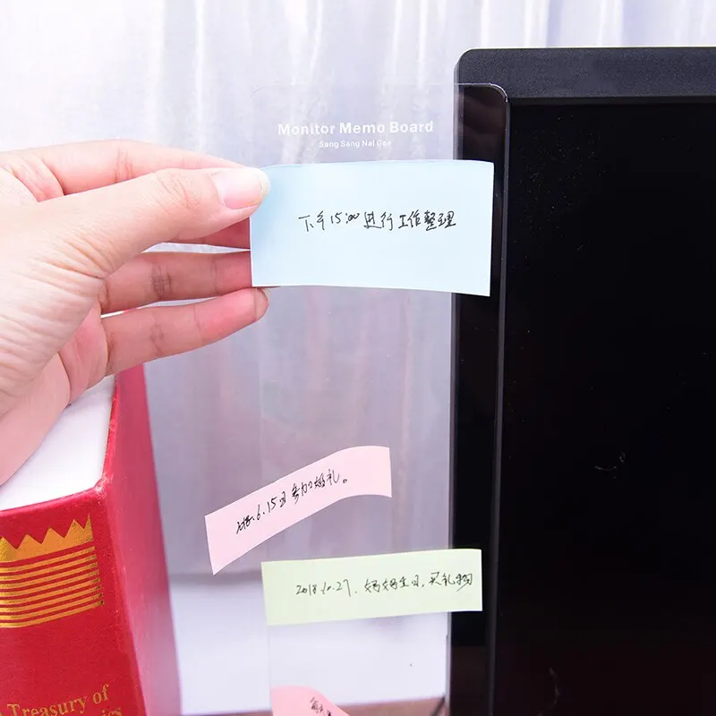 

Computer Moniter Side Memo Pad Board Card Holder Note Board Transparent Plastic Adhesive Board