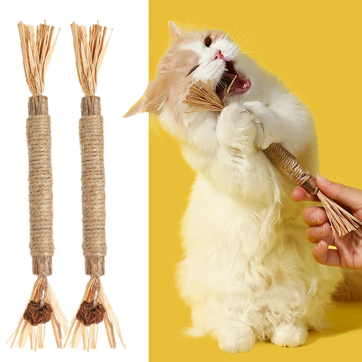 

Natural Matatabi Pet Cat Snacks Sticks Cleaning Tooth Catnip Cat Toys Gall Fruit Chew Pet Rattan Wooden Toy For Cats Accessories