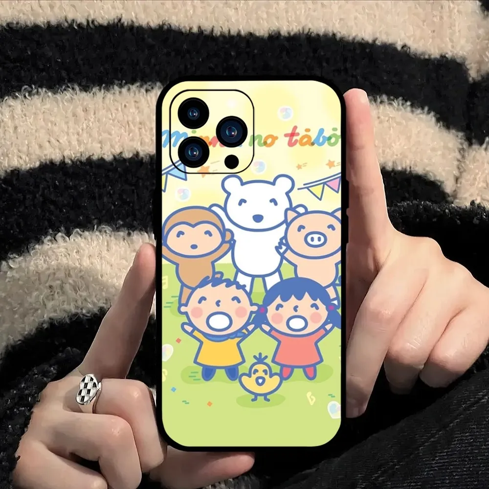 Чехол для телефона Miniso Cartoon Minna No Tabo iPhone Mini 11 12 13 14 15 Pro XS Max X Plus SE XR Black Soft Shell