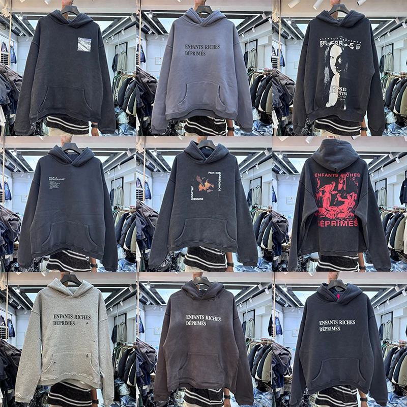 Толстовка с капюшоном и принтом ERD для мужчин женщин потертые повседневные