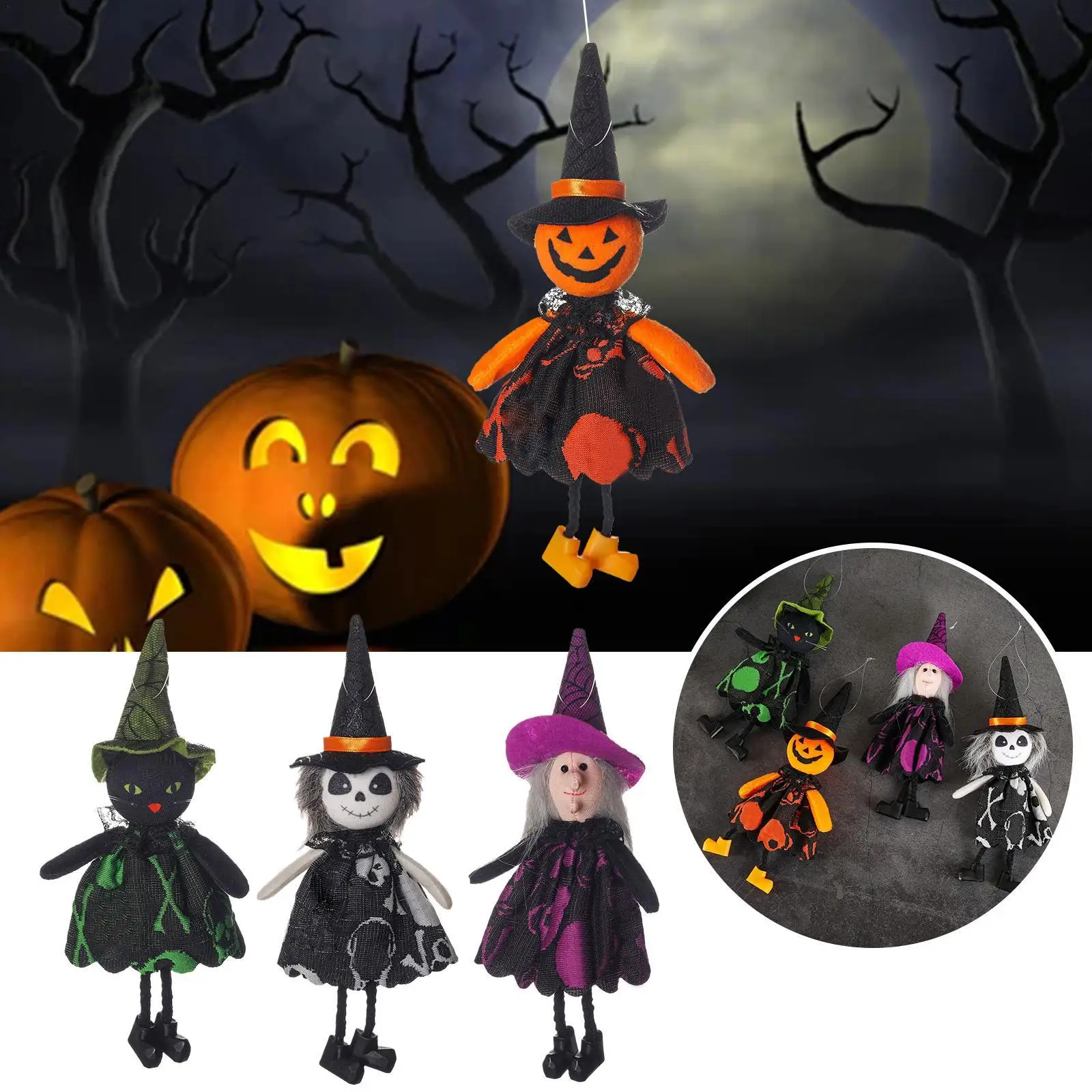 

2022 Хэллоуин Тыква кукла игрушки подвеска ведьма украшения забавная капля для дома привидение ведьма Новогодние рождественские подарки Рож...
