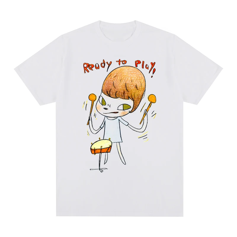 

Винтажная Футболка Yoshitomo Nara Ready To Play, хлопковая Мужская футболка, новая футболка Wo, мужские топы