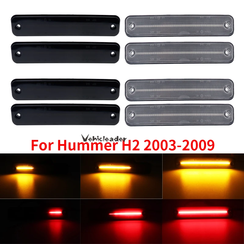 

2/4Pcs Front and Rear LED Side Marker Repeater Lights Flowing Side Turn Signal Light Indicator Lamps For Hummer H2 2003-2009