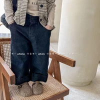 2022 new fashion boys jeans pants solid children casual pants girls denim trousers autumn baby harem pants 1 6 year kids clothes